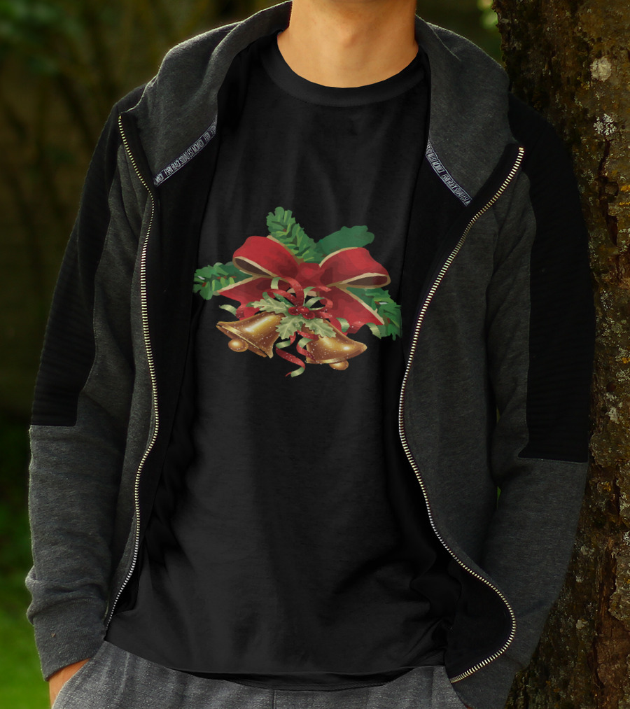 Christmas Bells Holly Ribbon Garland T-Shirt