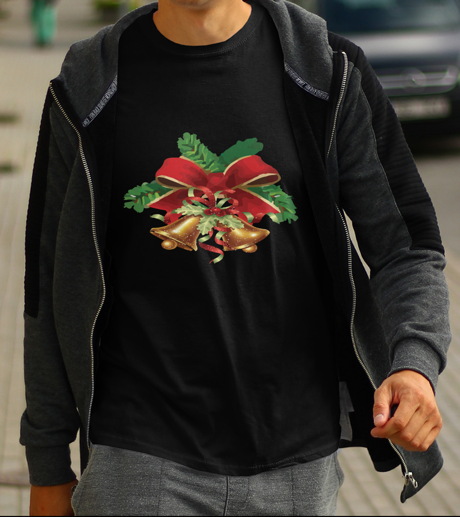 Christmas Bells Holly Ribbon Garland T-Shirt