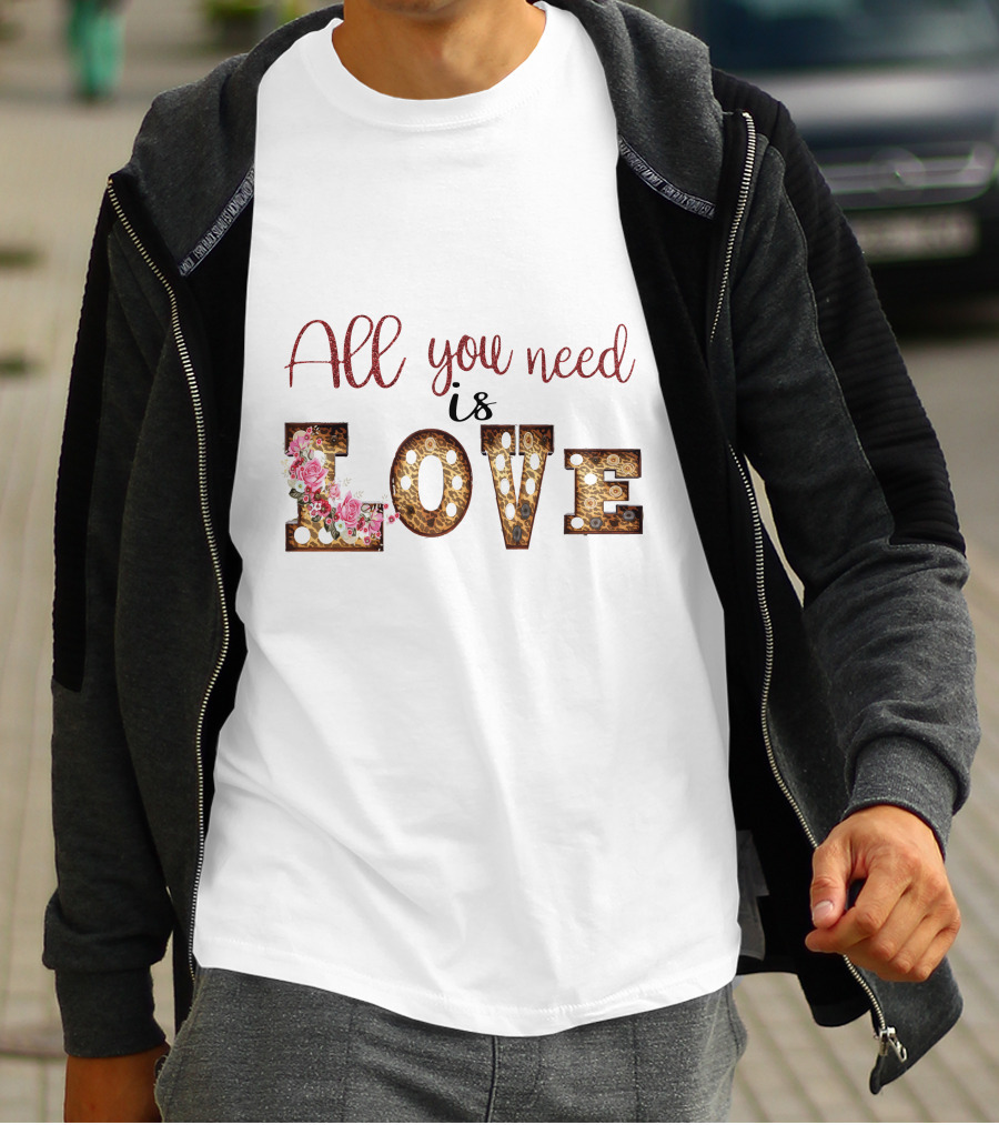 All You Need Is Love Floral Marquee Lights T-Shirt