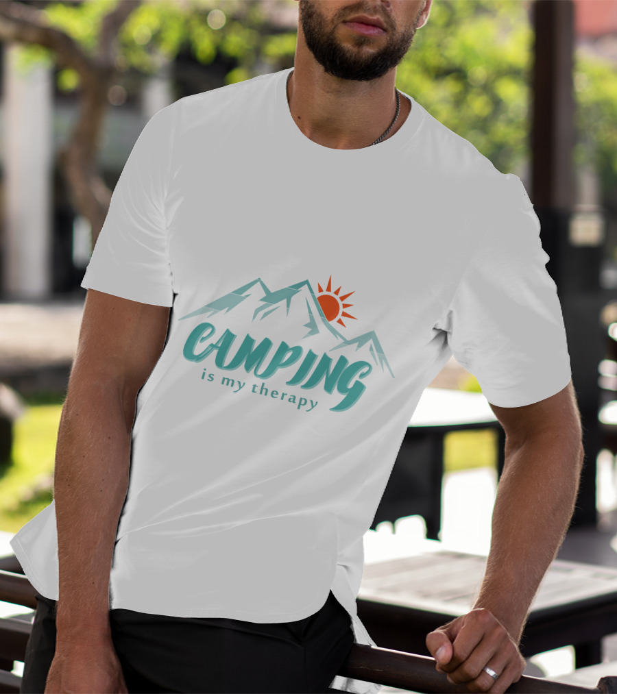 Camping Is My Therapy Mountains Sun T-Shirt