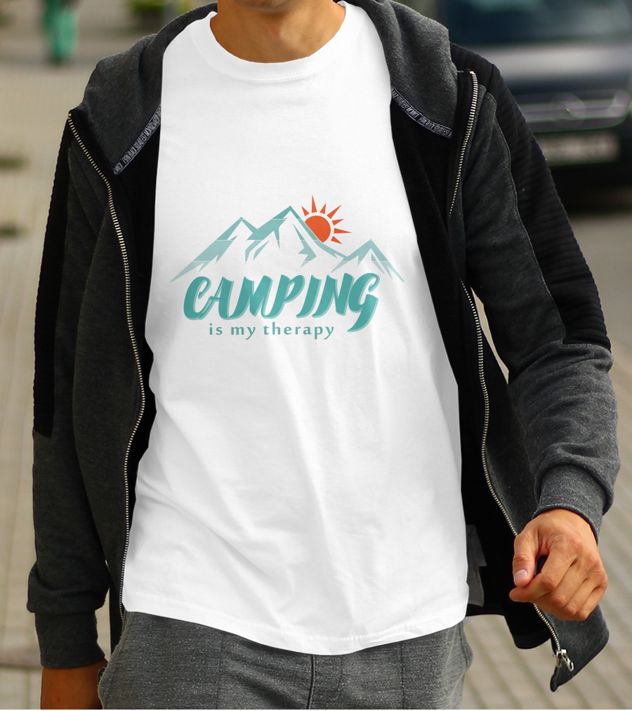 Camping Is My Therapy Mountains Sun T-Shirt