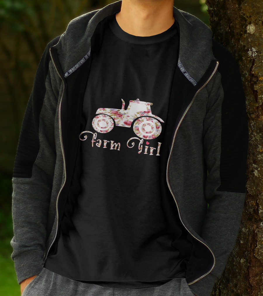 Farm Girl Floral Tractor T-Shirt