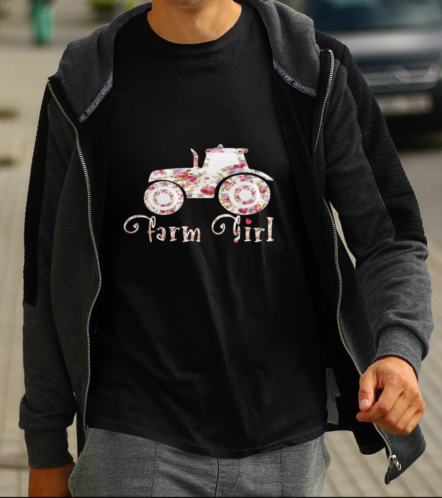 Farm Girl Floral Tractor T-Shirt