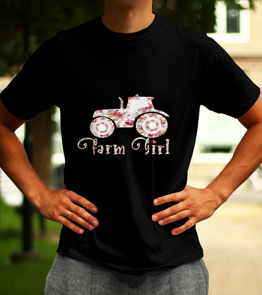 Farm Girl Floral Tractor T-Shirt