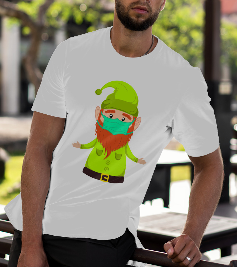 Gnome With Green Hat Wearing Face Mask T-Shirt