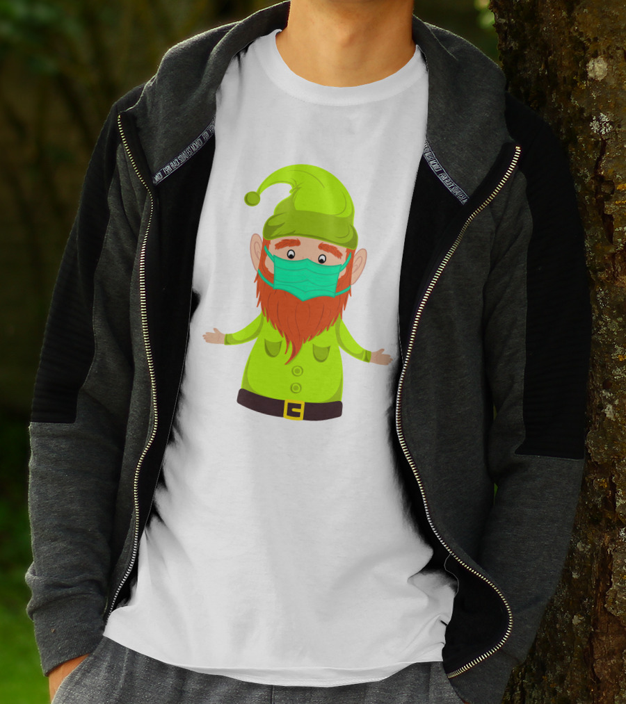 Gnome With Green Hat Wearing Face Mask T-Shirt