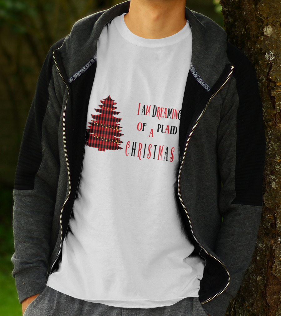 I Am Dreaming Of A Plaid Christmas Tree With Festive Red Black T-Shirt