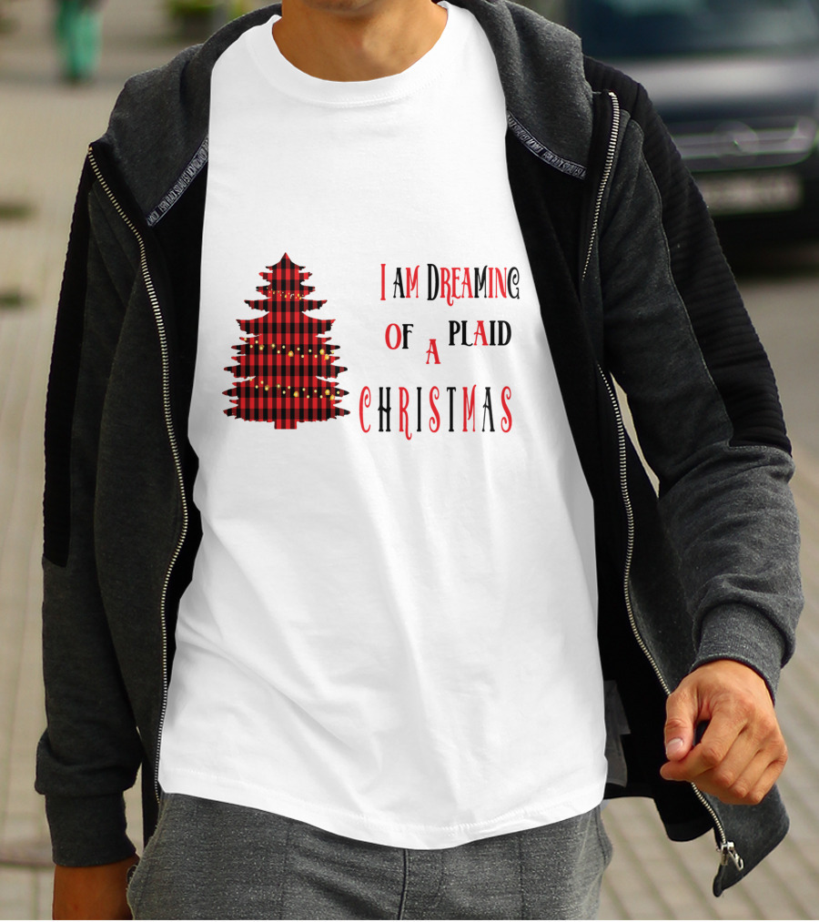 I Am Dreaming Of A Plaid Christmas Tree With Festive Red Black T-Shirt