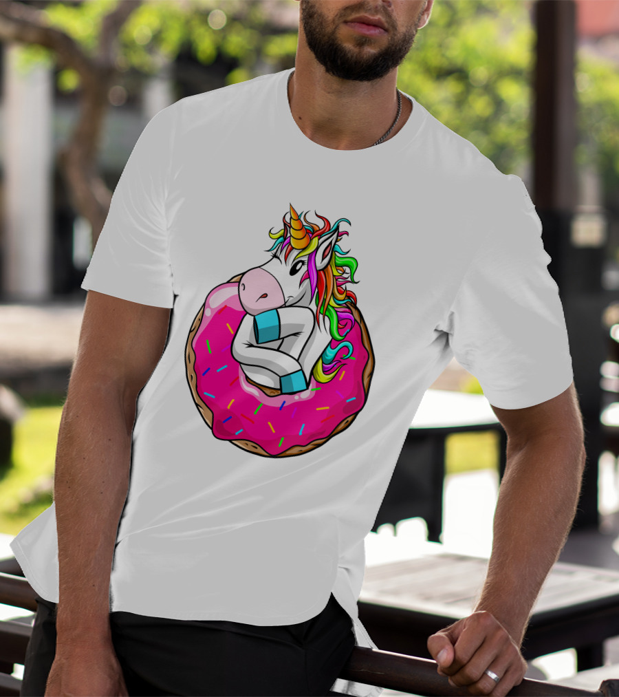 Unicorn Donut Cake Rainbow Horn Pink Sprinkles T-Shirt