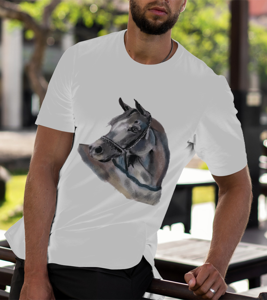 Watercolor Portrait Of Arabian Horse Head T-Shirt