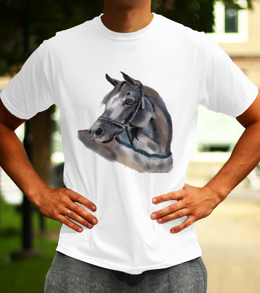 Watercolor Portrait Of Arabian Horse Head T-Shirt