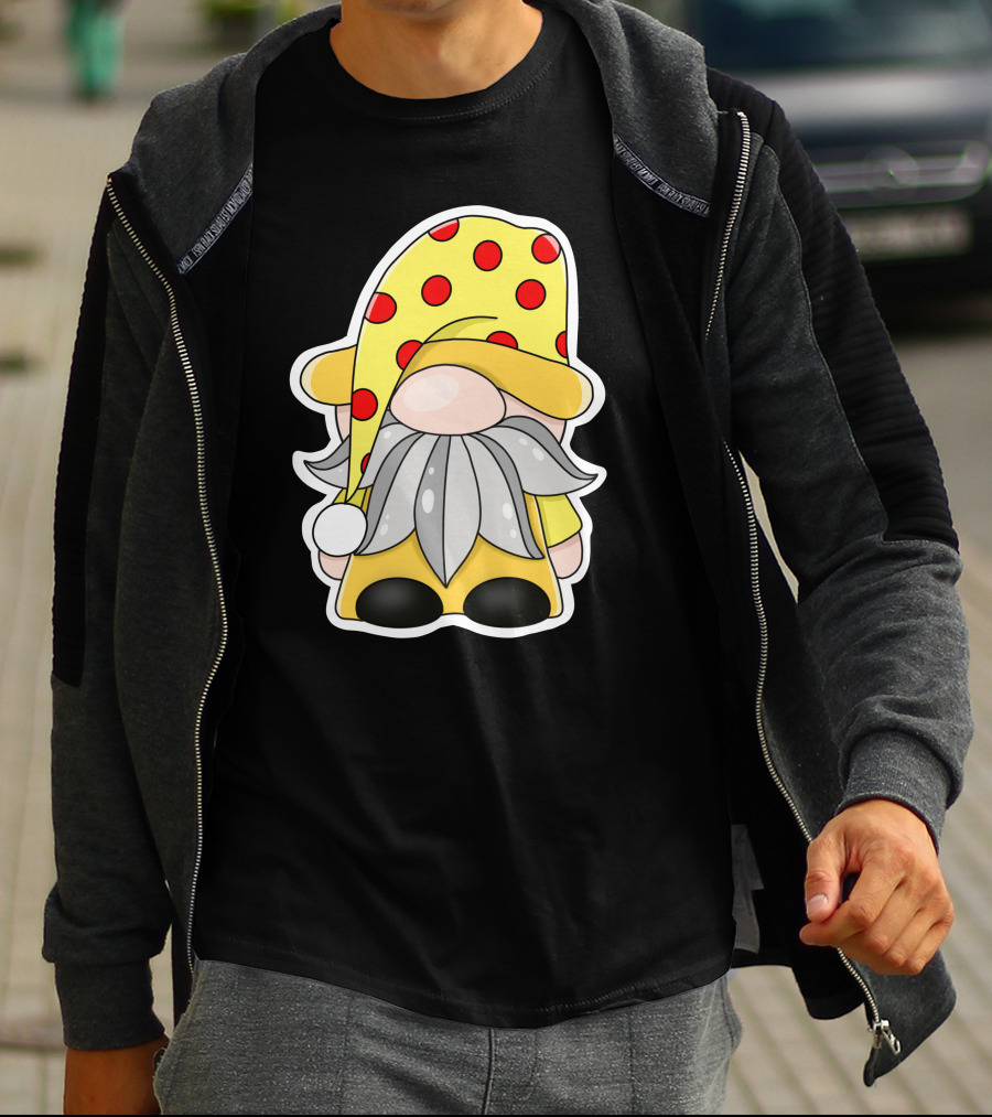 Funny Gnomes Yellow Red Polka Dot Hat T-Shirt