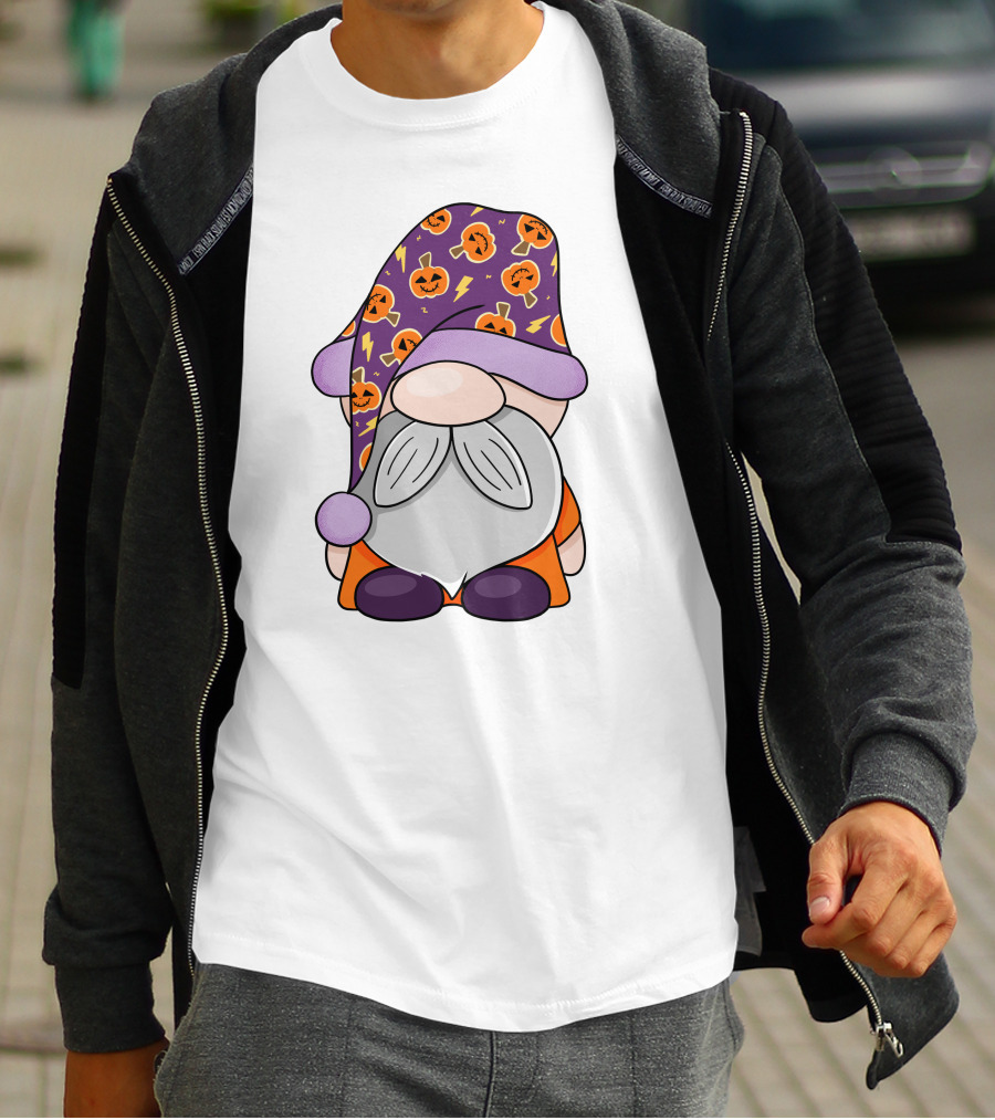 Fantastic Gnome Halloween Pumpkin Pattern Hat And Costume T-Shirt