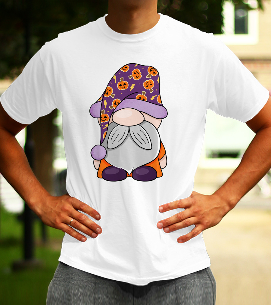Fantastic Gnome Halloween Pumpkin Pattern Hat And Costume T-Shirt