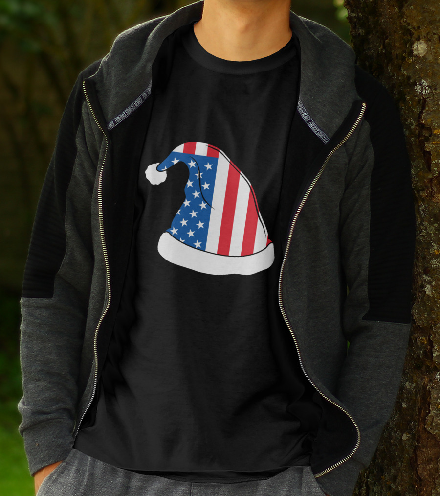 USA Flag Santa Hat Christmas Hat T-Shirt
