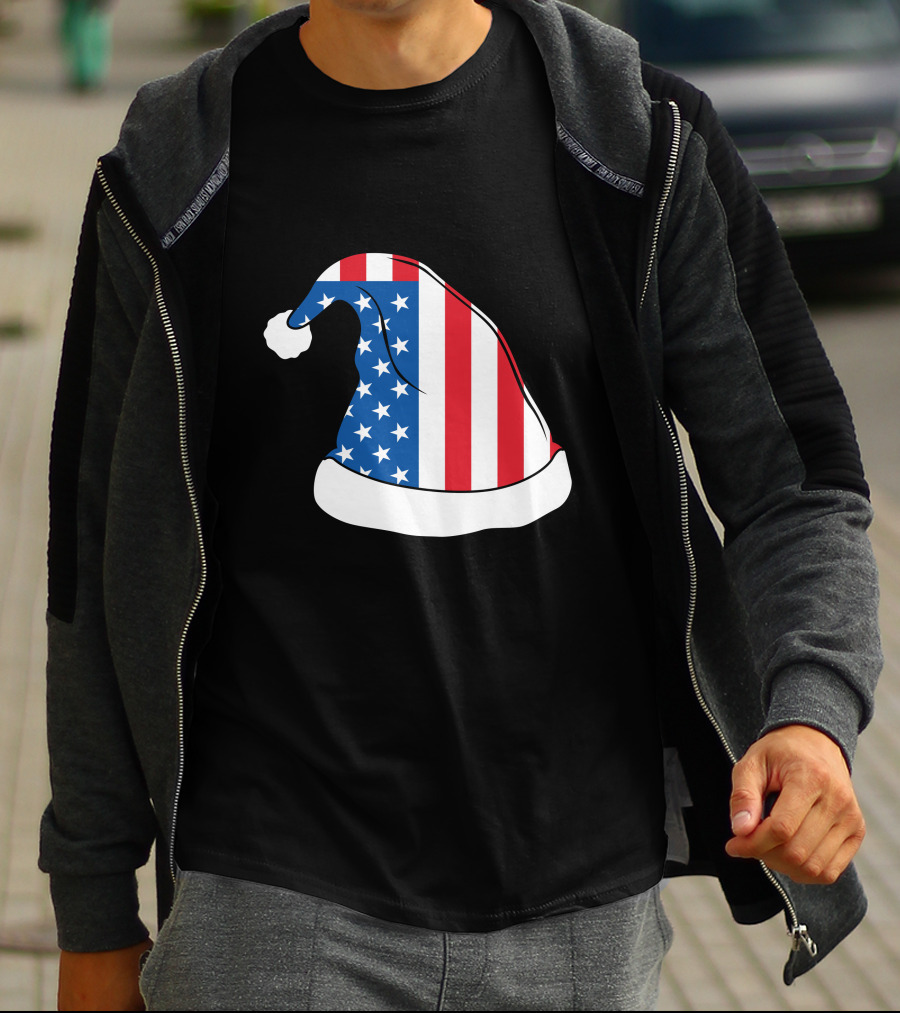 USA Flag Santa Hat Christmas Hat T-Shirt