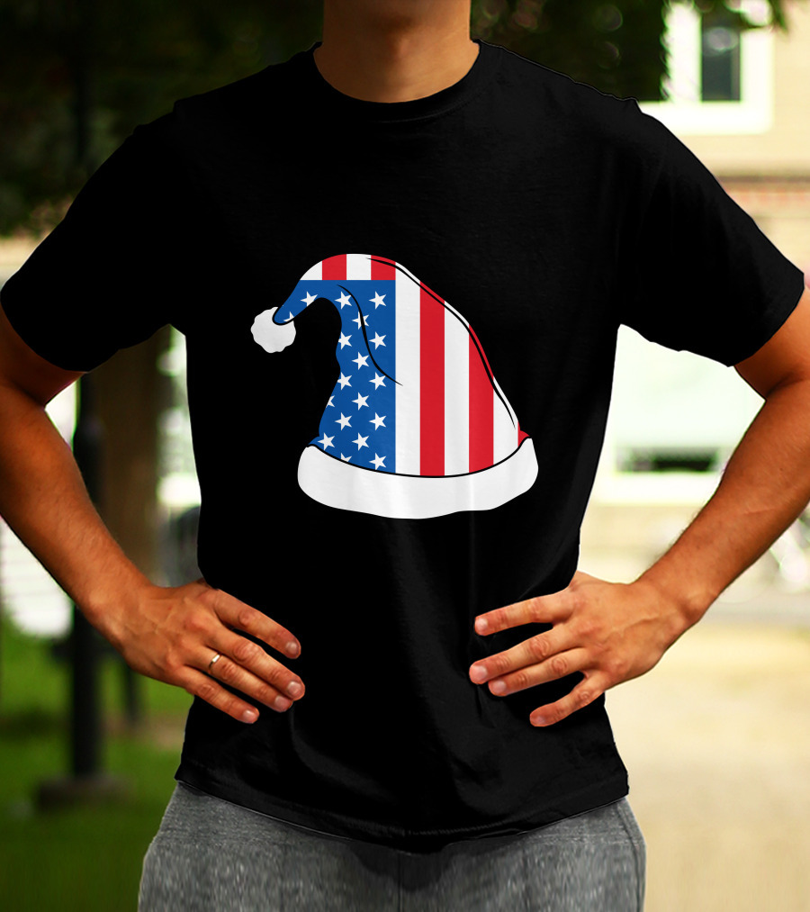 USA Flag Santa Hat Christmas Hat T-Shirt