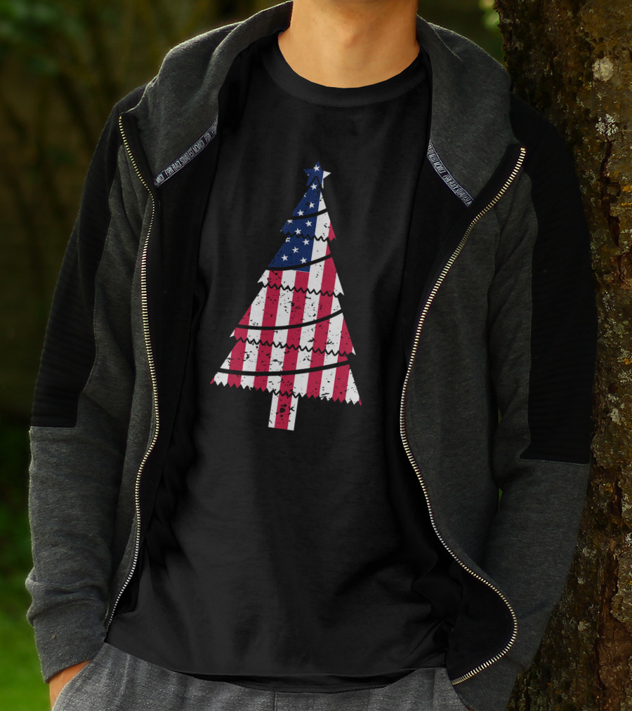 USA Flag Christmas Tree T-Shirt
