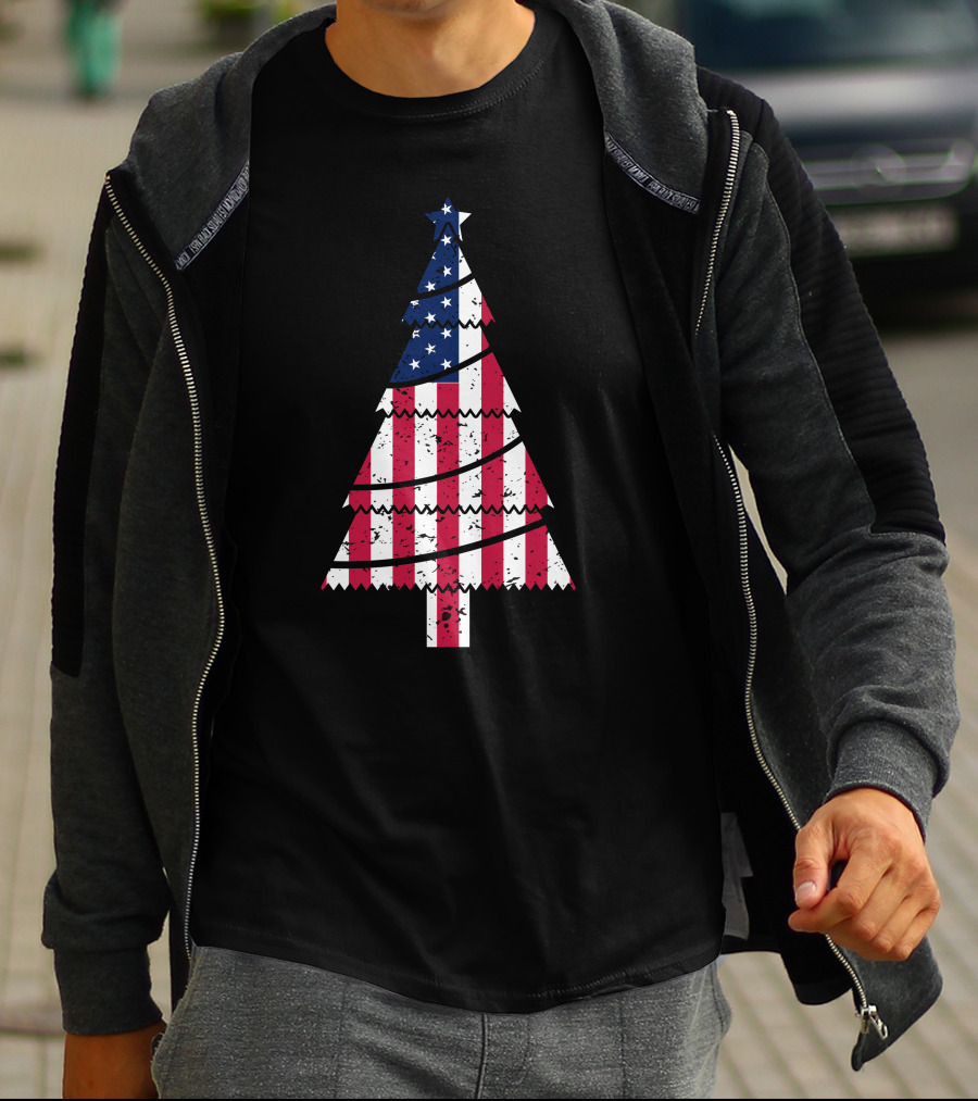USA Flag Christmas Tree T-Shirt