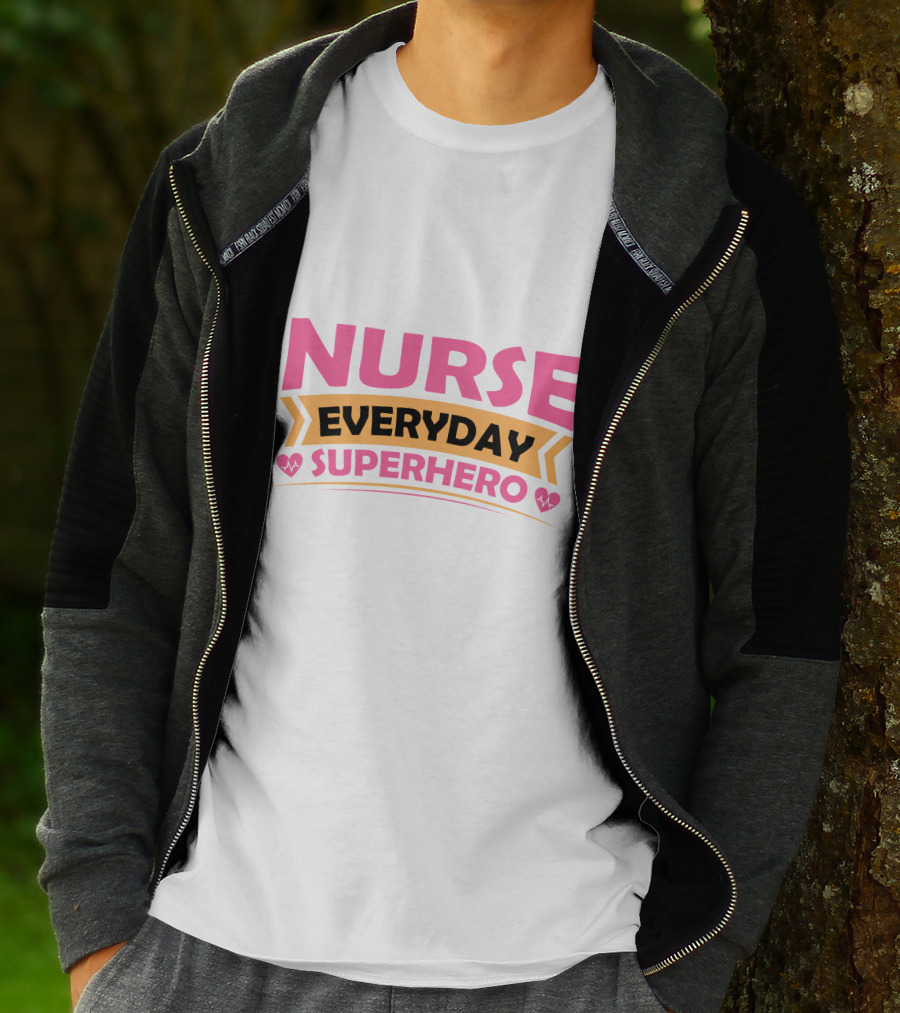 Nurse Everyday Superhero Heartbeat Icons T-Shirt