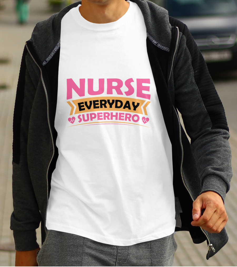 Nurse Everyday Superhero Heartbeat Icons T-Shirt