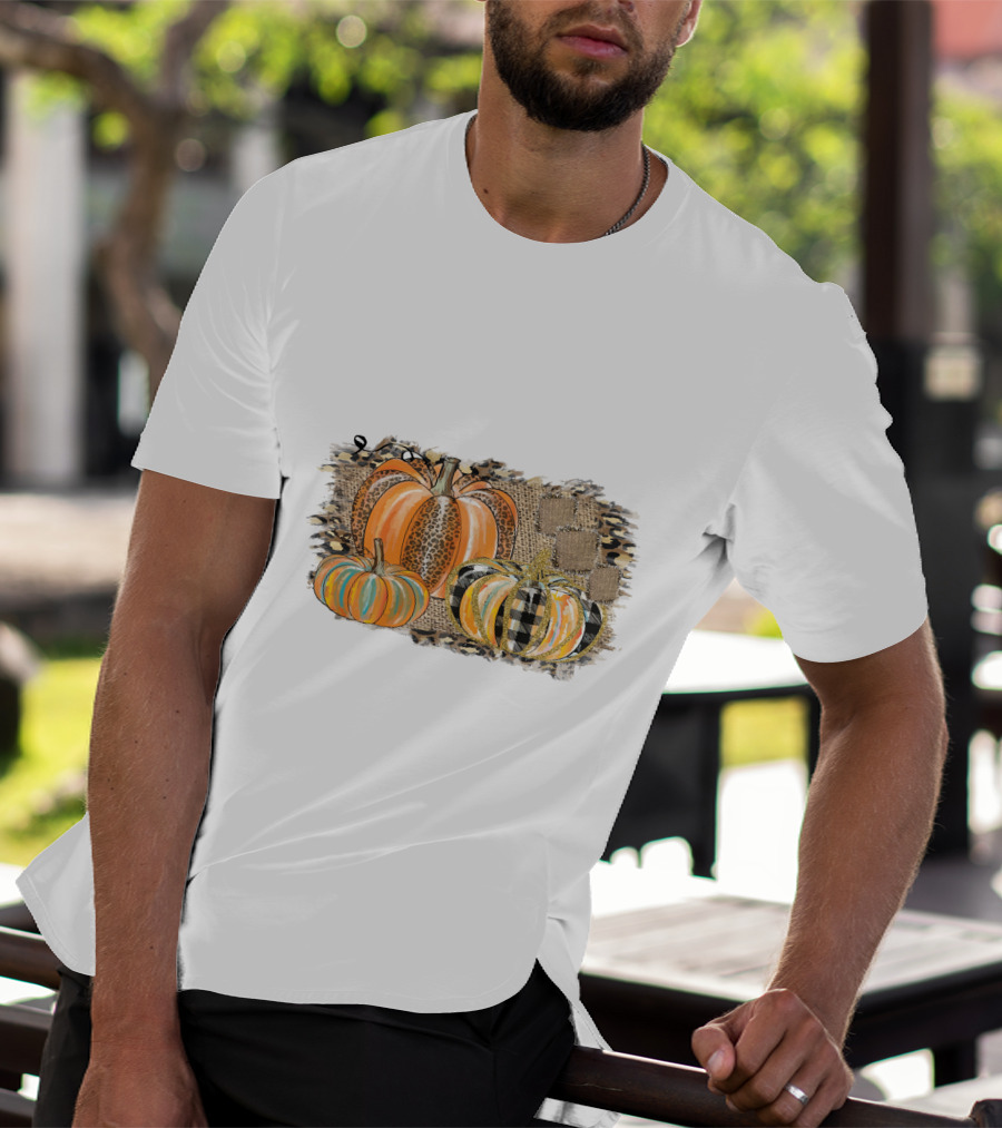 Leopard And Plaid Pumpkins Thanksgiving T-Shirt