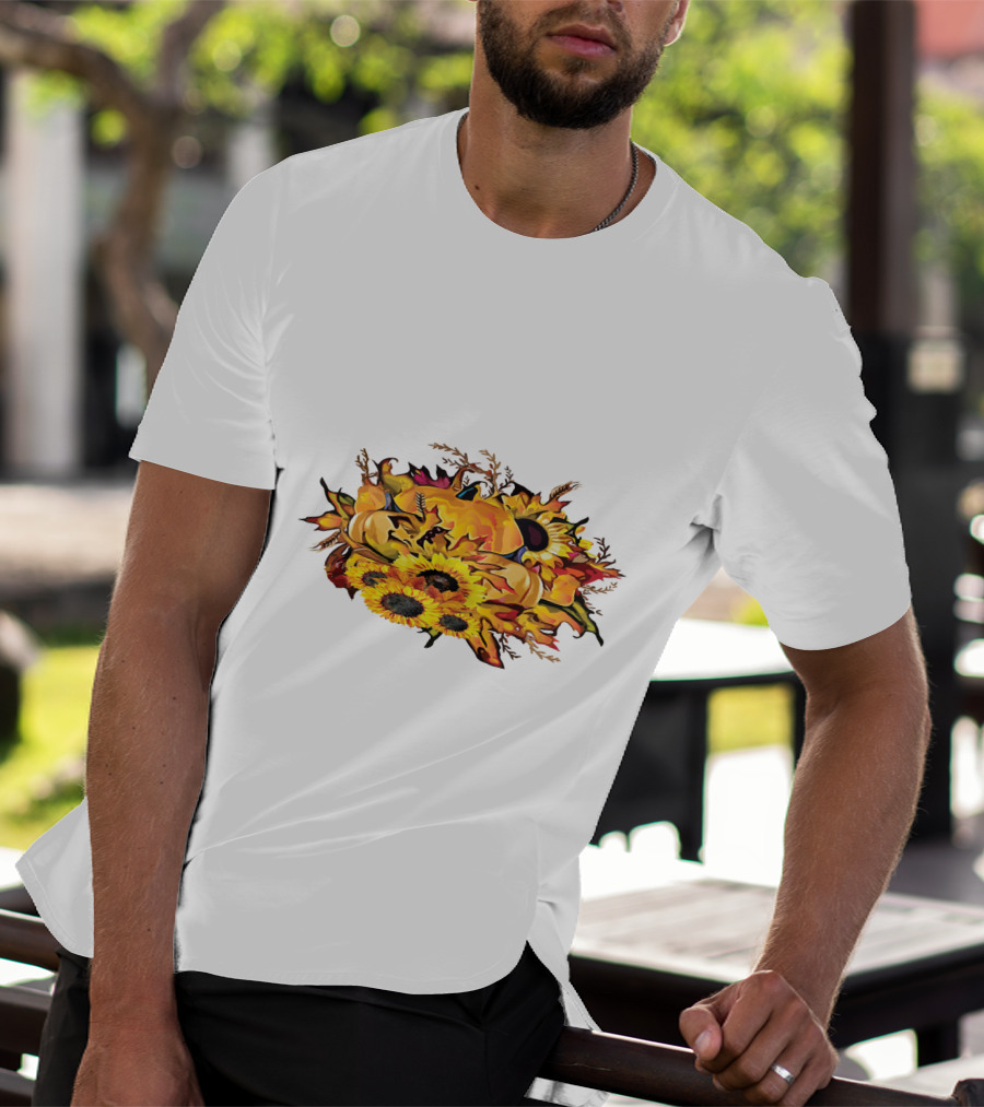 Thanksgiving Pumpkins Sunflower Fall Harvest Arrangement T-Shirt