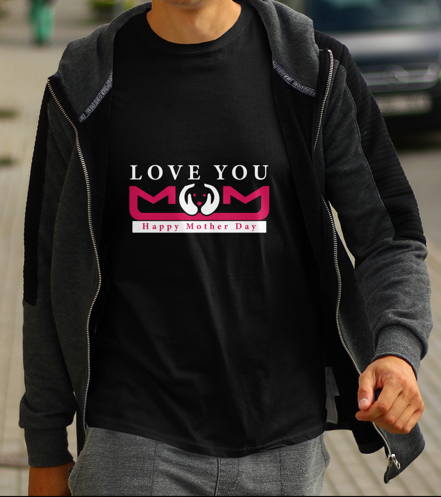 Love You Mom Heart Hands Happy Mother Day T-Shirt