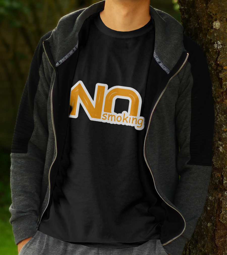 NO Smoking Style Bold Orange Text T-Shirt