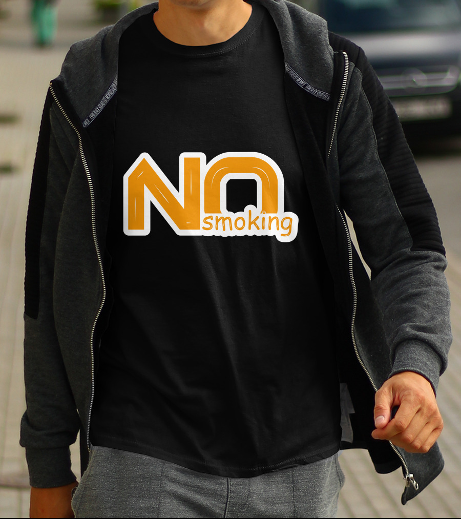 NO Smoking Style Bold Orange Text T-Shirt