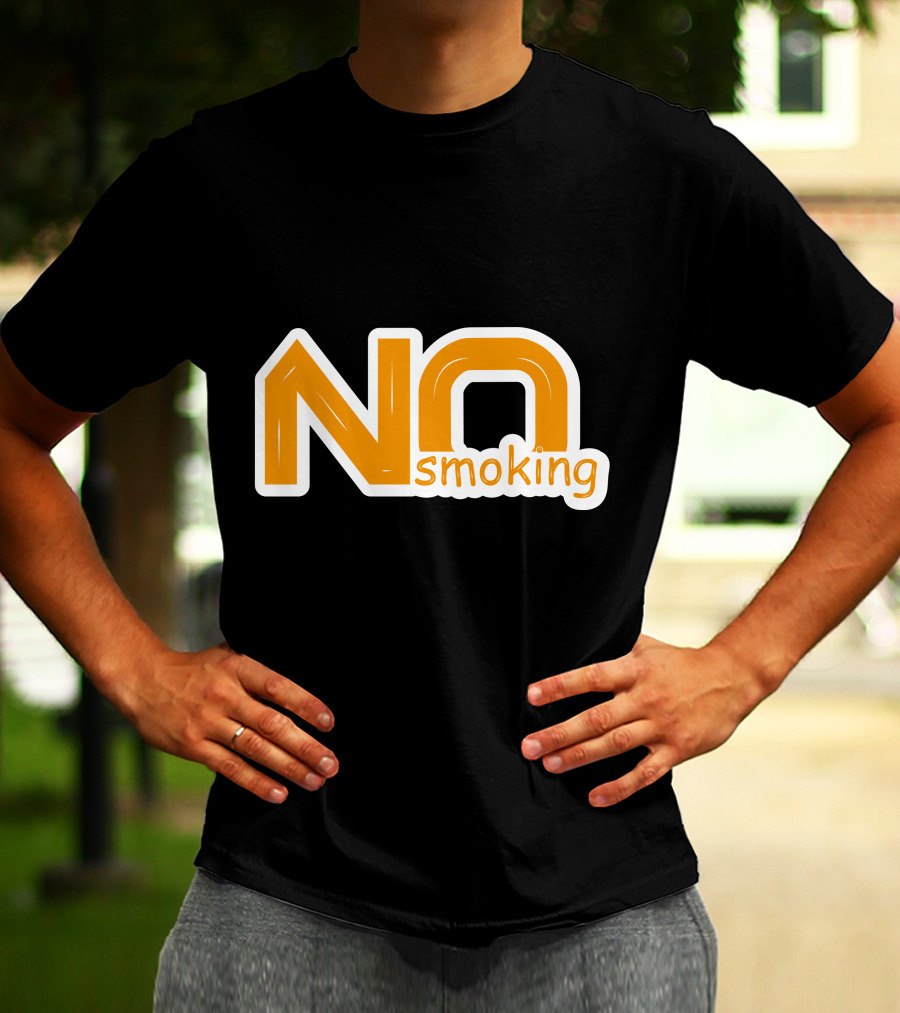 NO Smoking Style Bold Orange Text T-Shirt