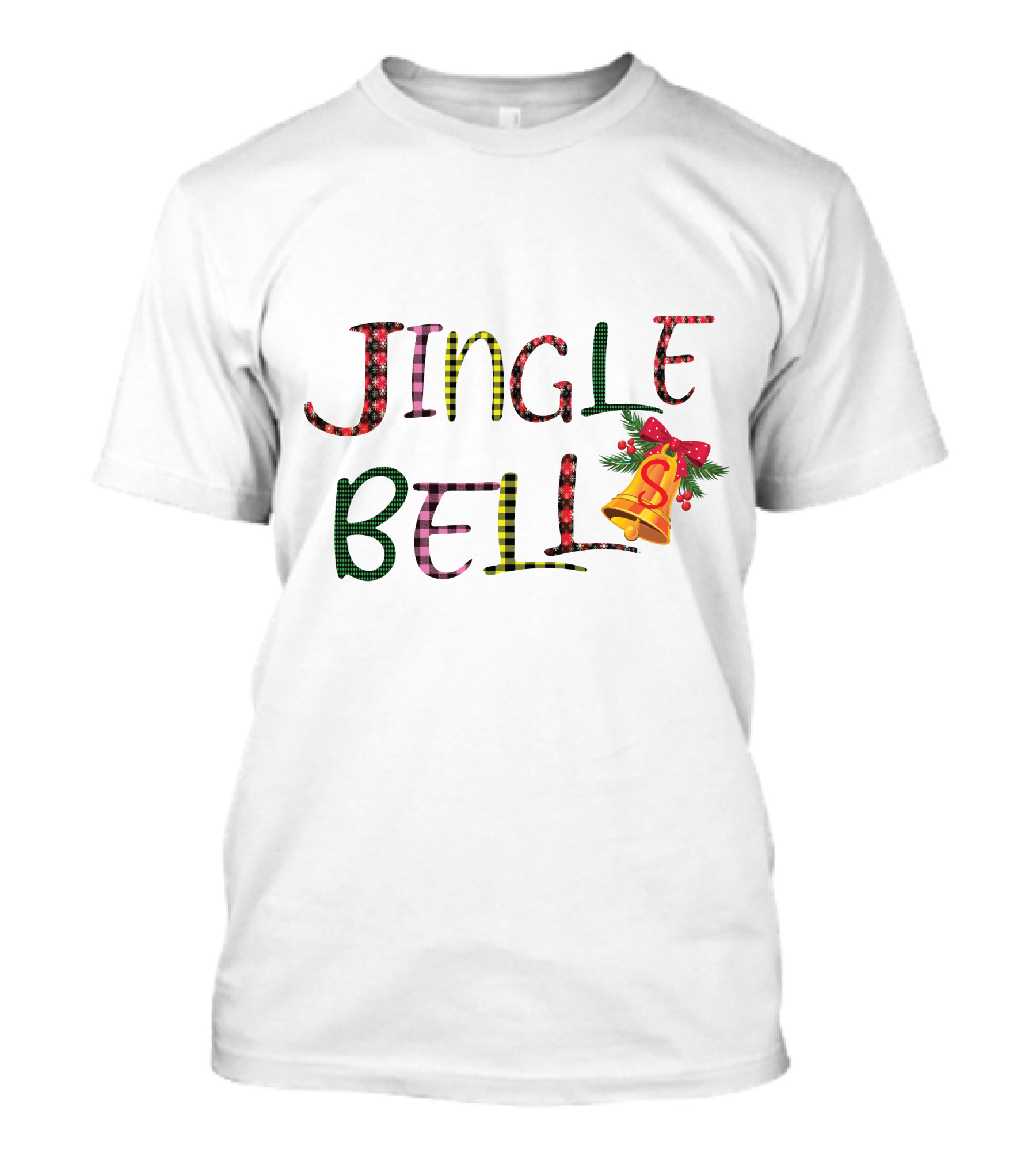 Jingle Bell Holiday Pattern With Festive Bow And Holly T-Shirt