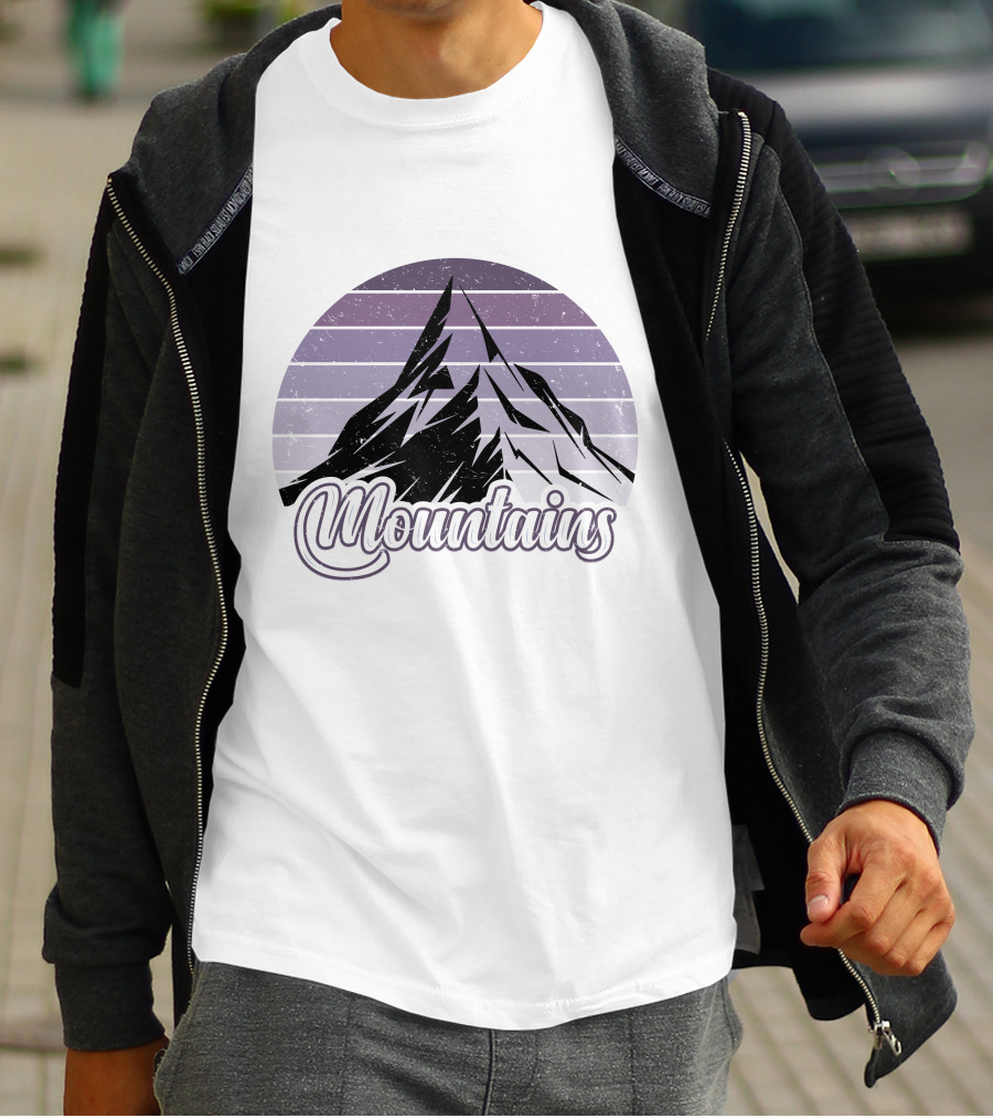 Mountains Vintage Retro Sunset Camping T-Shirt