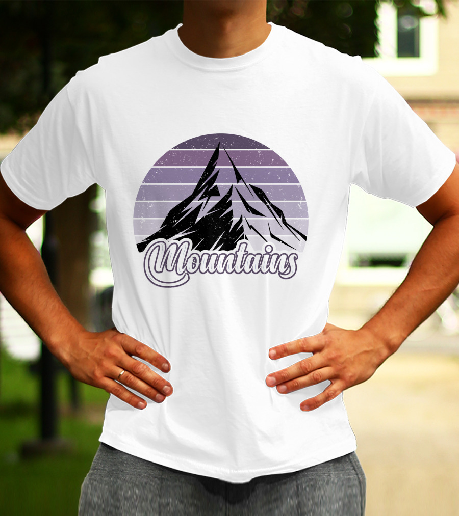 Mountains Vintage Retro Sunset Camping T-Shirt