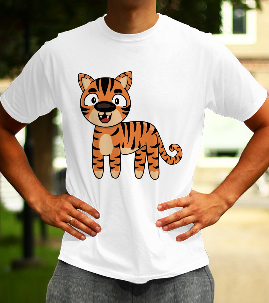 Adorable Striped Cartoon Baby Tiger T-Shirt