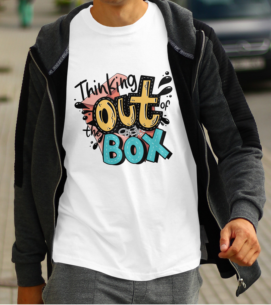 Thinking Out Of The Box Creative Typography T-Shirt