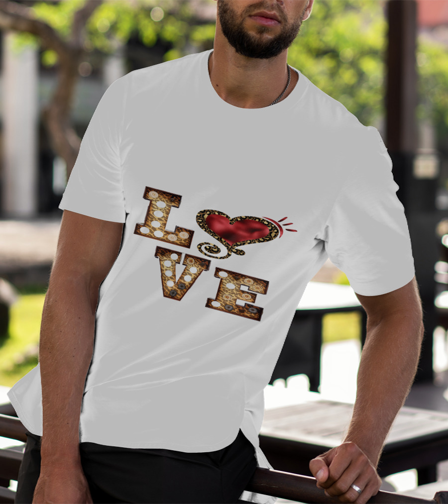 Valentines Day Leopard Heart Love T-Shirt
