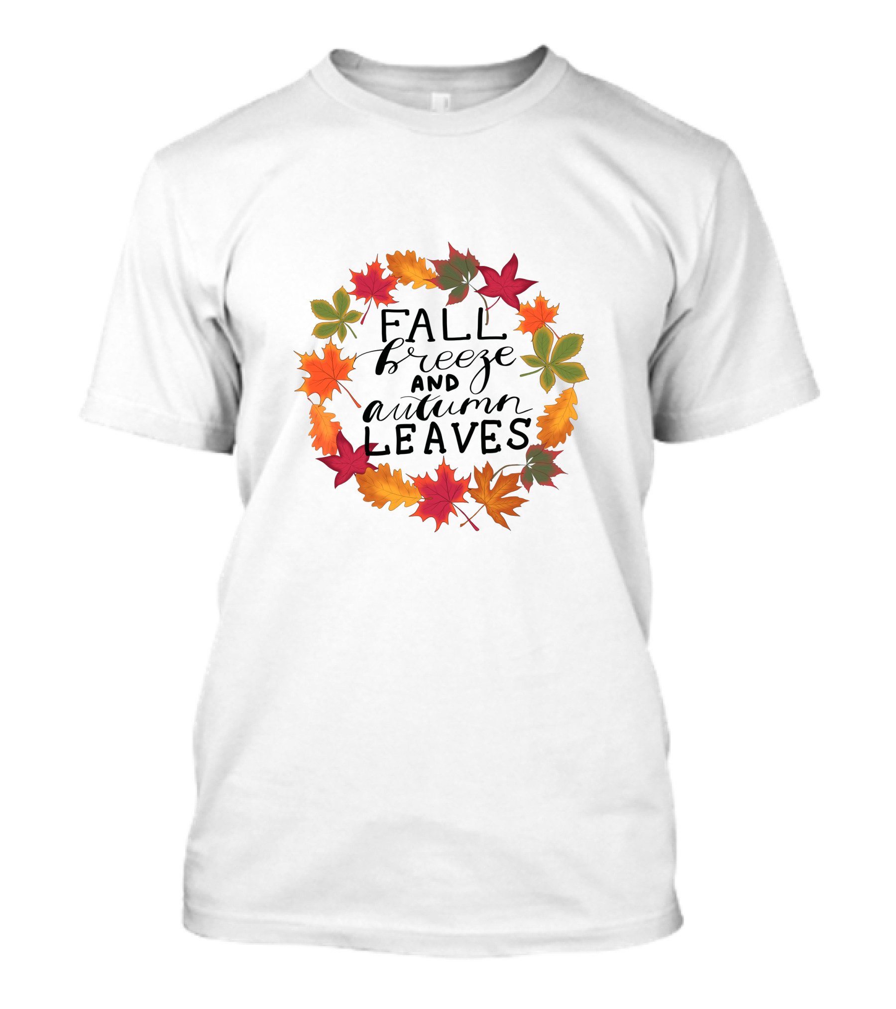 Fall Breeze And Autumn Leaves Circle Of Colorful Maple And Seasonal Foliage T-Shirt