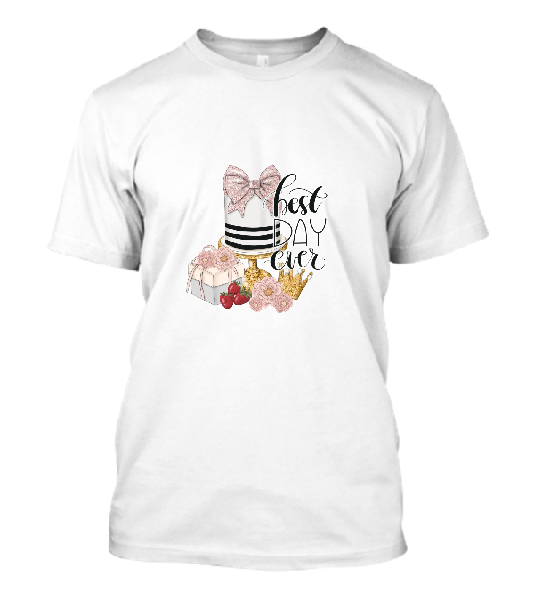 Birthday Cake With Bow And Flowers Best Day Ever T-Shirt