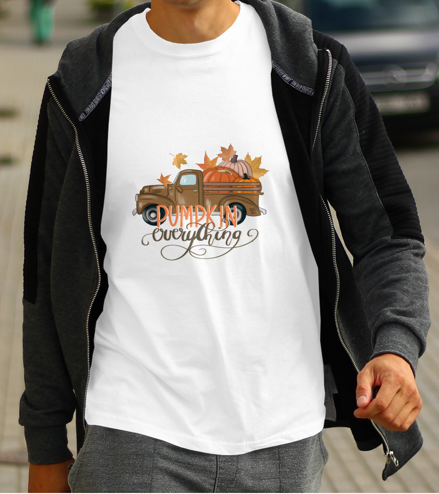 Pumpkin Everything Fall Truck With Leaves T-Shirt