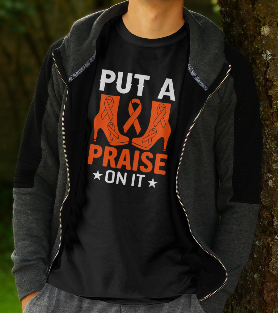 PUT A PRAISE ON IT Orange Ribbon High Heels T-Shirt