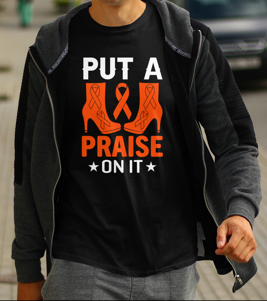 PUT A PRAISE ON IT Orange Ribbon High Heels T-Shirt