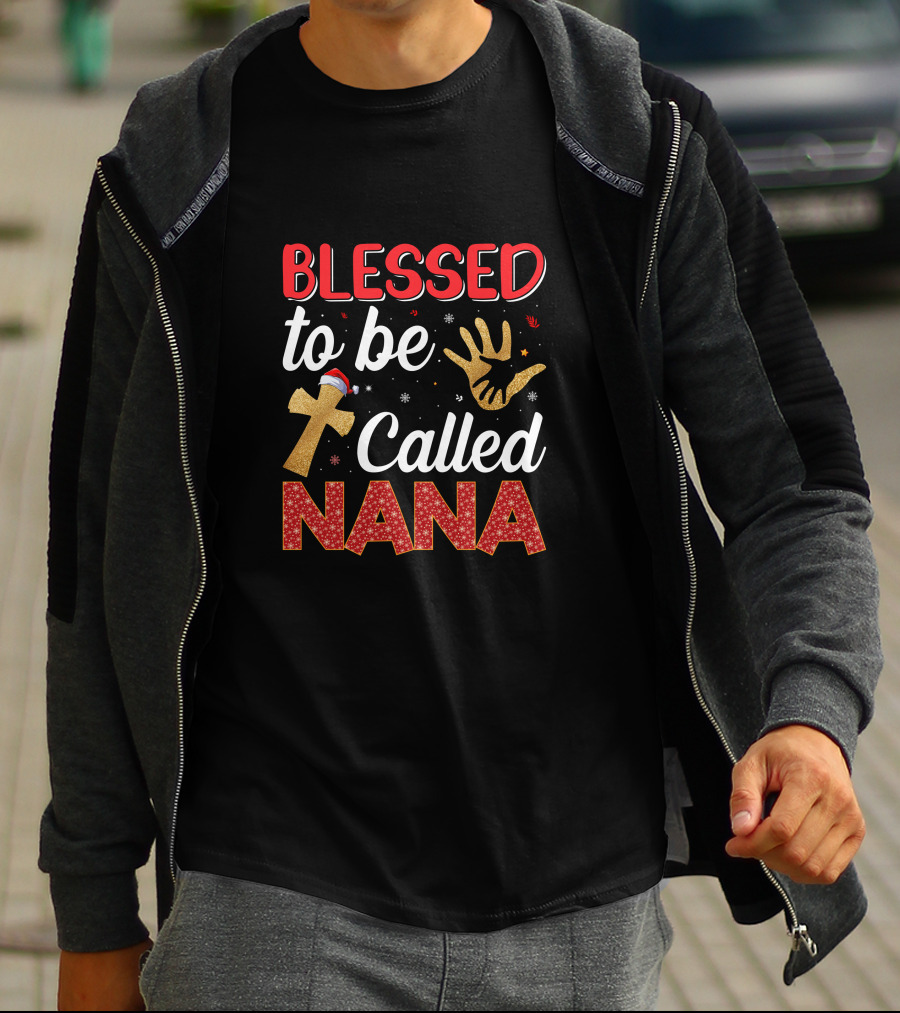 Blessed To Be Called Nana With Christmas Cross And Handprint Elements T-Shirt