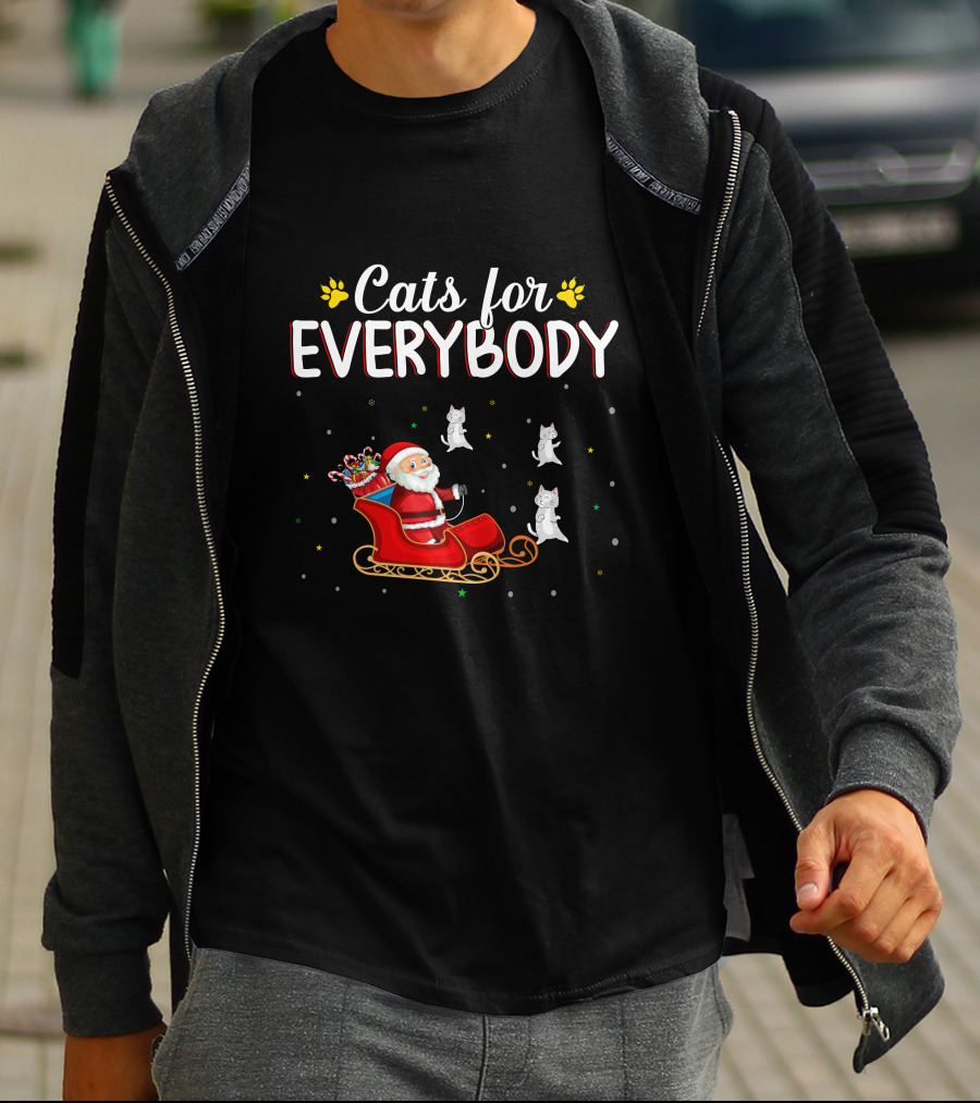 Cats For Everybody Santa Sleigh With Christmas Kittens T-Shirt