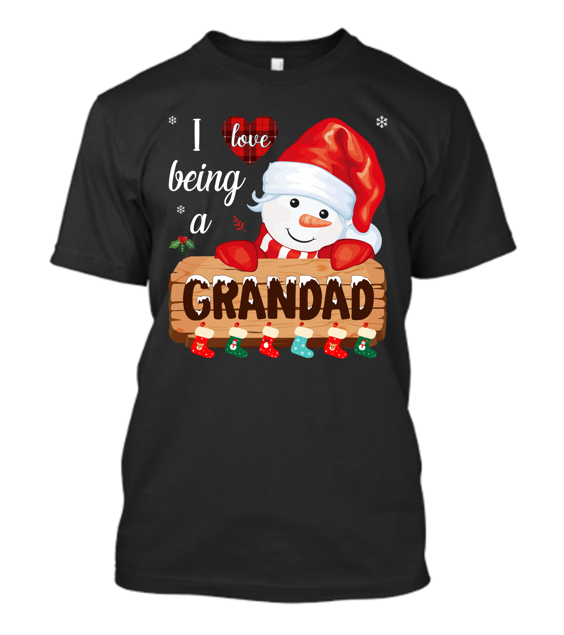 I Love Being A Grandad Snowman Festive Holiday T-Shirt