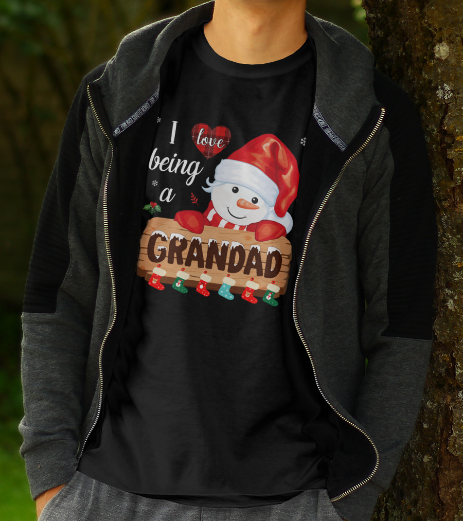 I Love Being A Grandad Snowman Festive Holiday T-Shirt