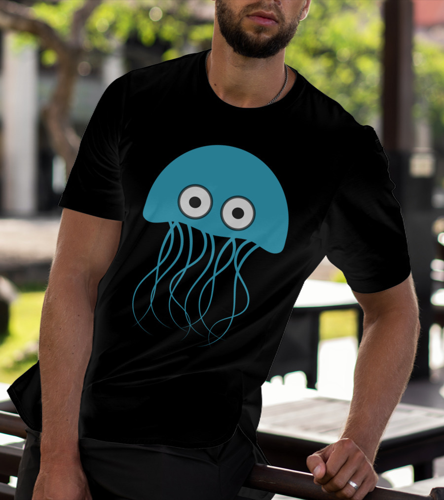 Cartoon Jellyfish Blue Eyes T-Shirt