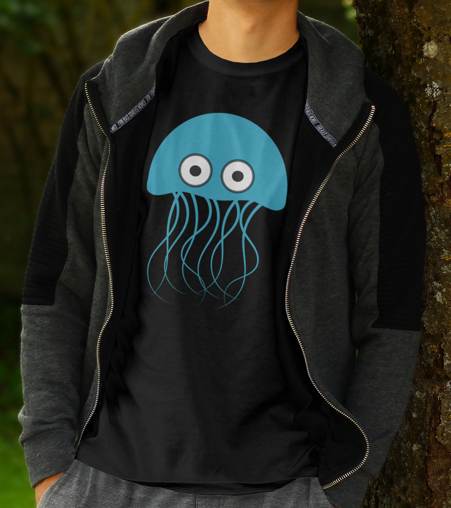 Cartoon Jellyfish Blue Eyes T-Shirt