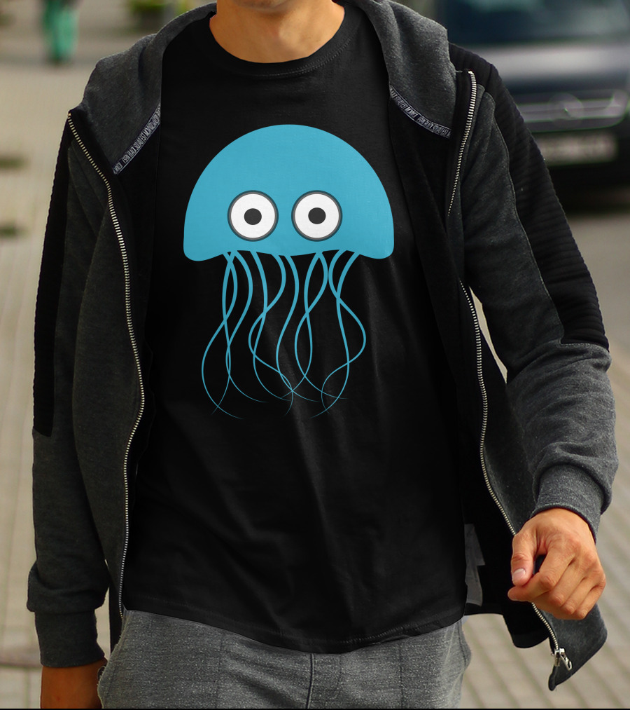Cartoon Jellyfish Blue Eyes T-Shirt