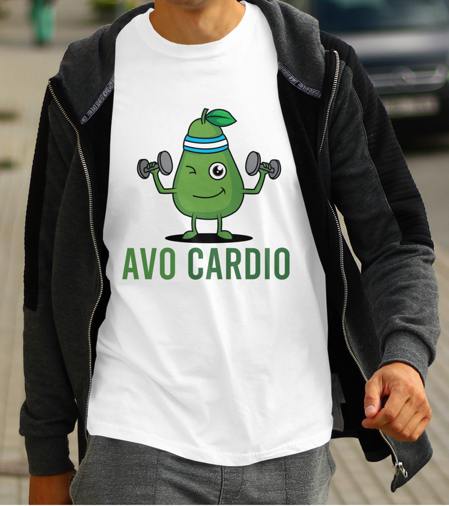 Avo Cardio Winking Avocado Dumbbell Workout T-Shirt